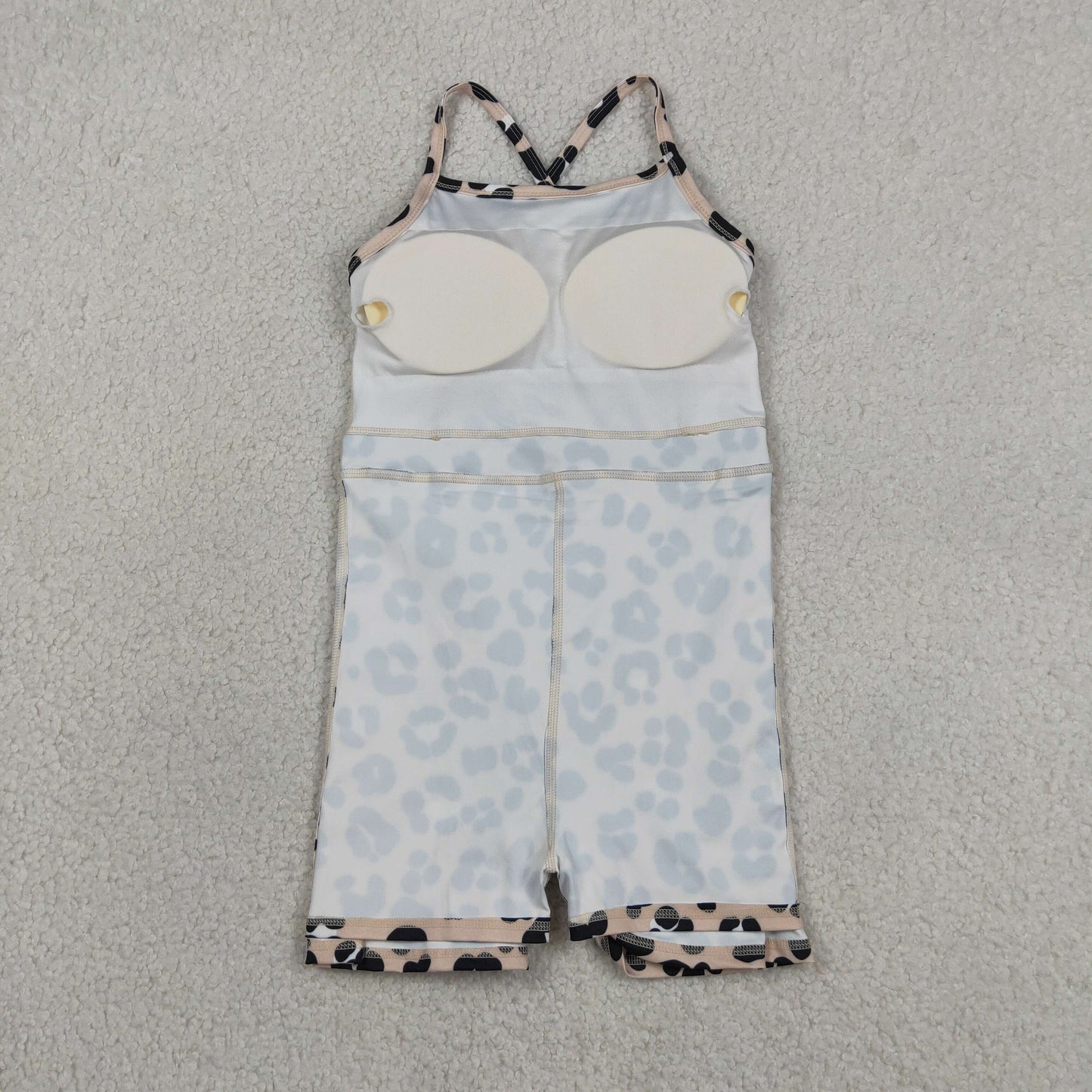GSD2650 Baby Girls Strap Black Leopard Shorts Yoga Active Knee Length Dresses