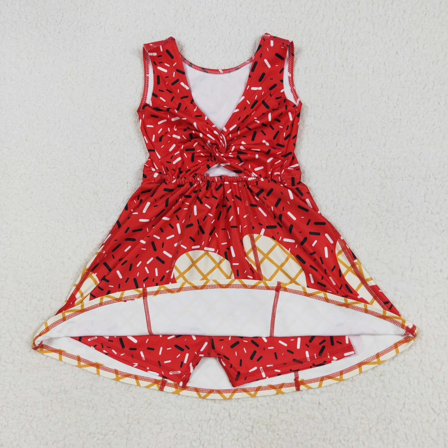 Sibling Baby Kids Red Drip Team Hoodies Top Yoga Short Knee Length Dresses