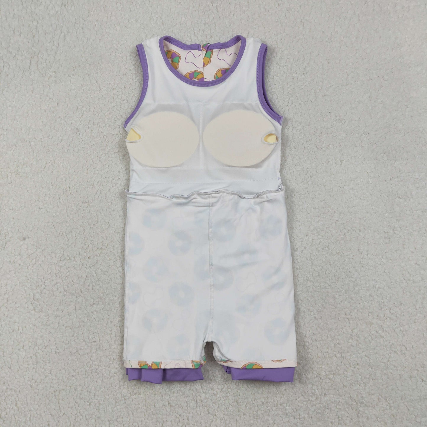 GSD2867 Baby Girls Donuts Back Zipper Shorts Mardigras Yoga Active Knee Length Dress