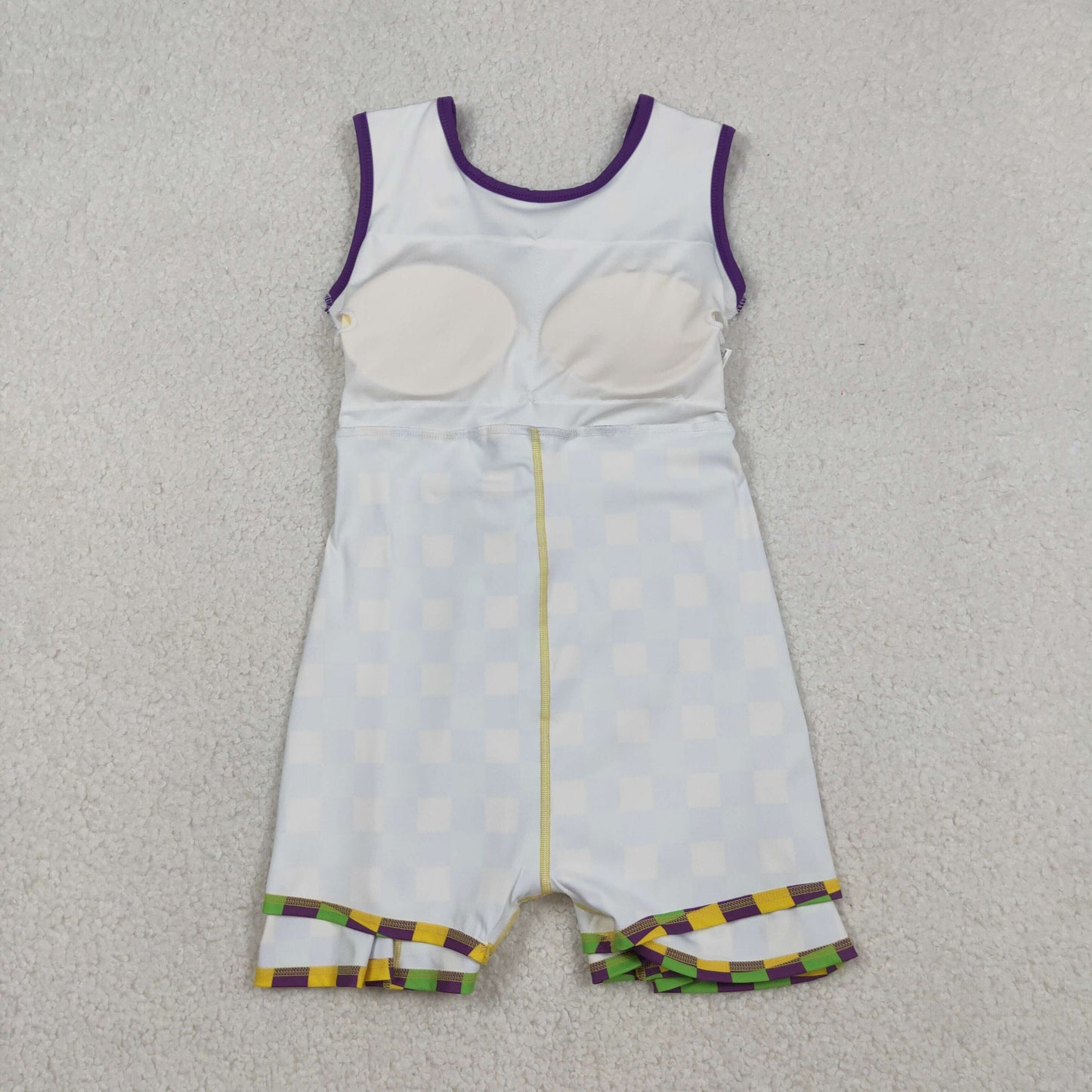 GSD2946 Baby Girls Mardigras Checked Yoga Active Shorts Knee Length Dresses
