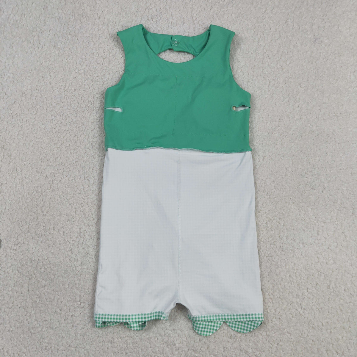 GSD3029 Baby Girls Green Sleeveless Yoga Active Short Bows Scallop Dress