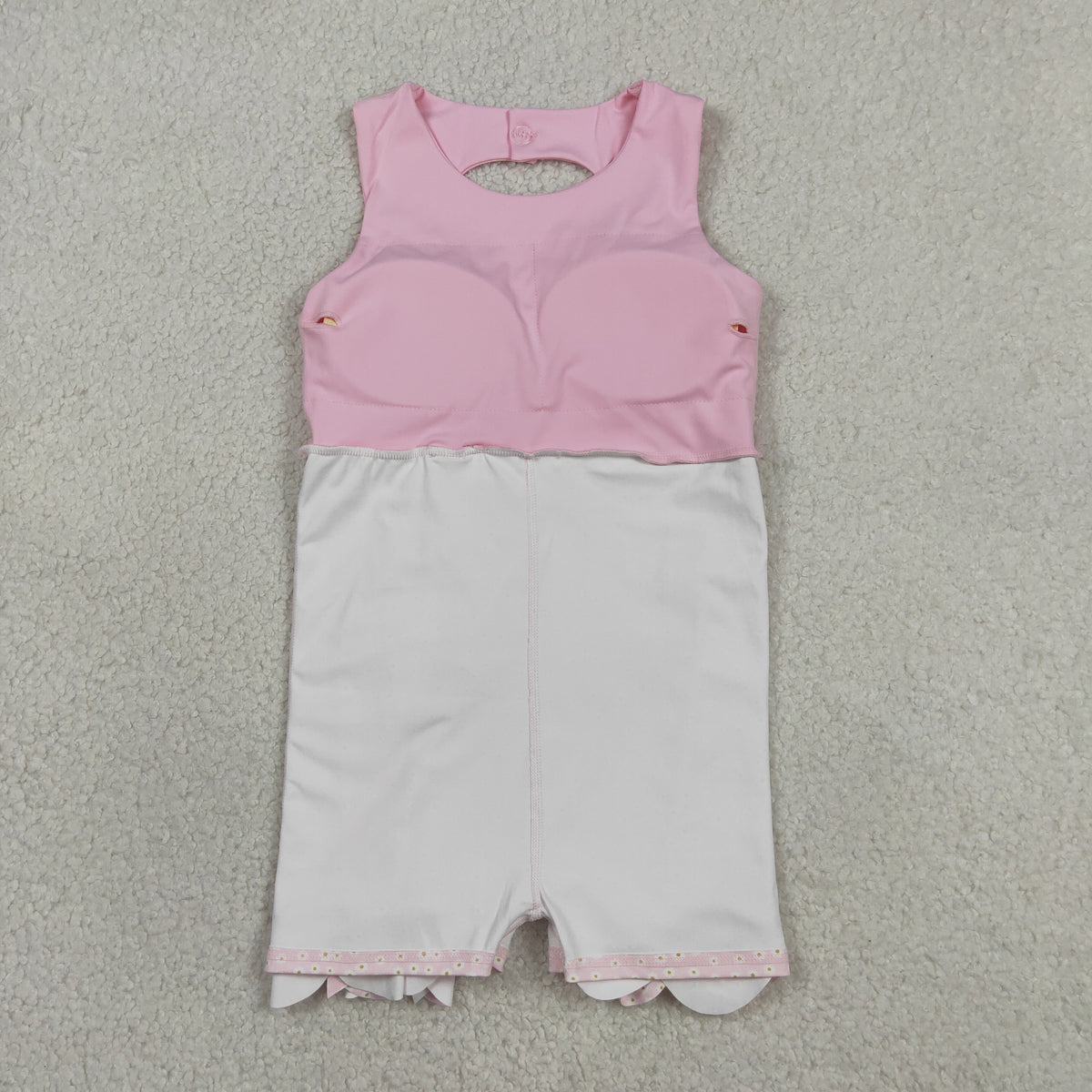 GSD3315 Baby Girls Pink Sleeveless Yoga Active Short Bows Scallop Knee Length Dress