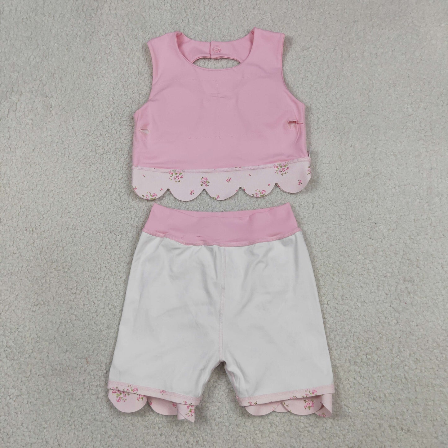 Sibling Baby Girls Sleeveless Vest Scallop Bows Skirt Shorts Yoga Active Clothes Sets