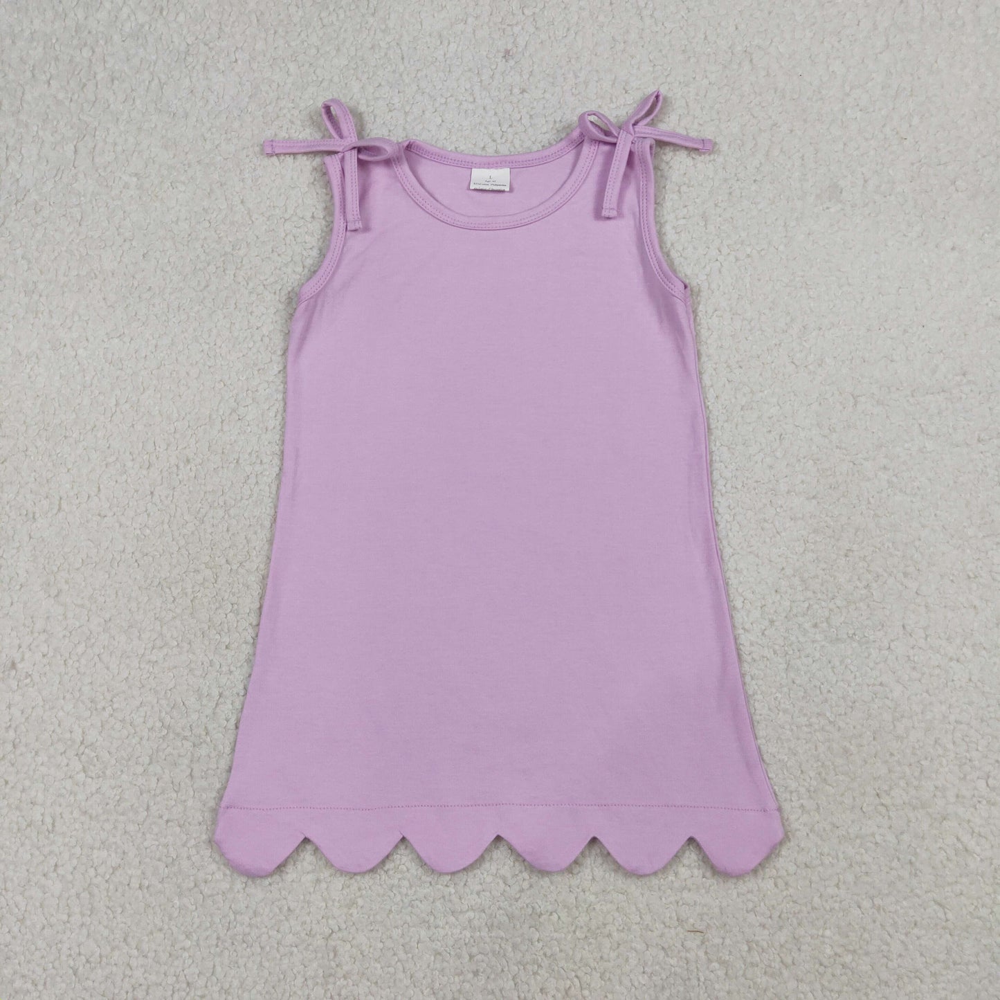 GSD3706 Baby Girls Pink Bows Sleevelss Scallop Knee Length Dresses