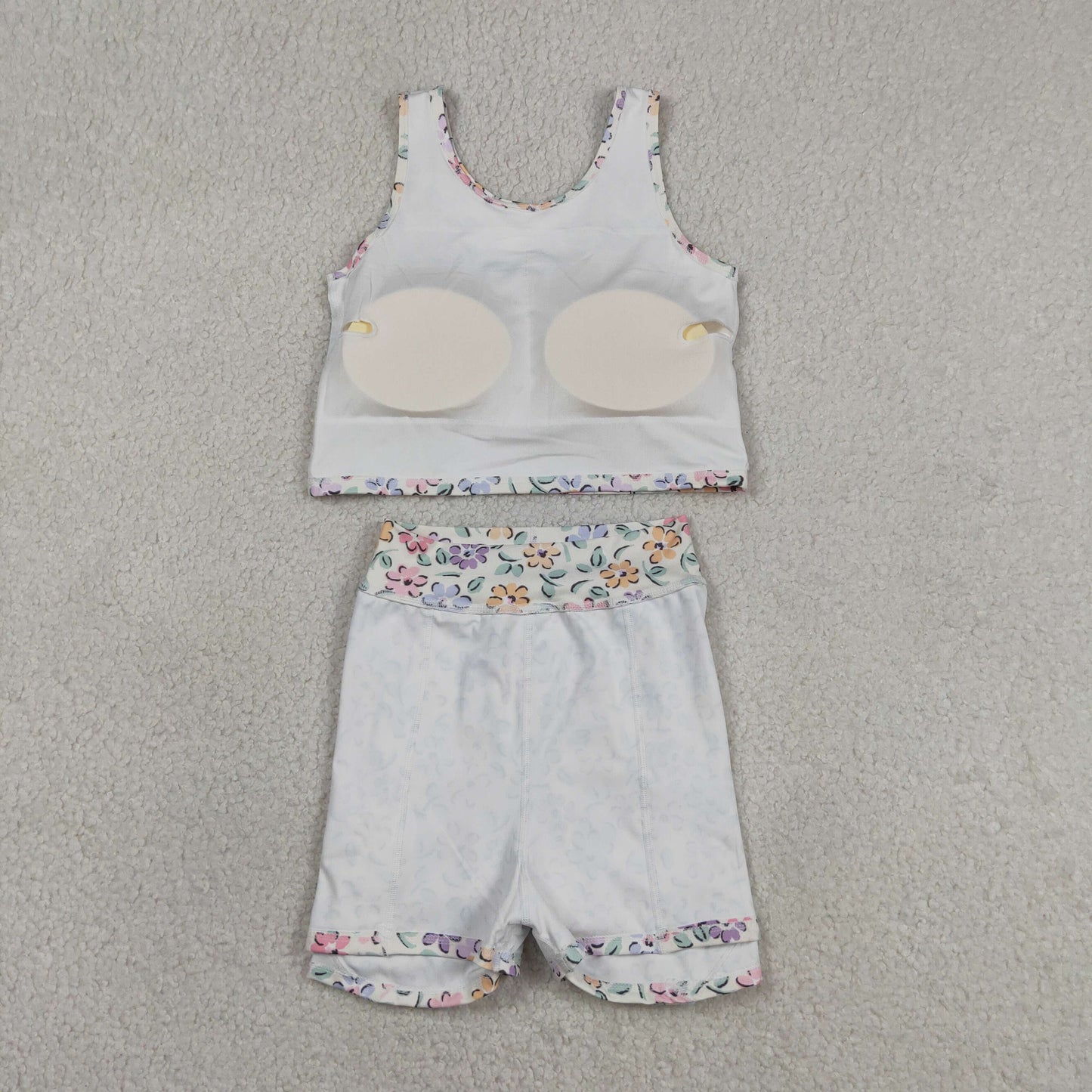 GSD3838 Baby Girls Colorful Flowers Vests Top Skirt Short Yoga Active Clothes Sets