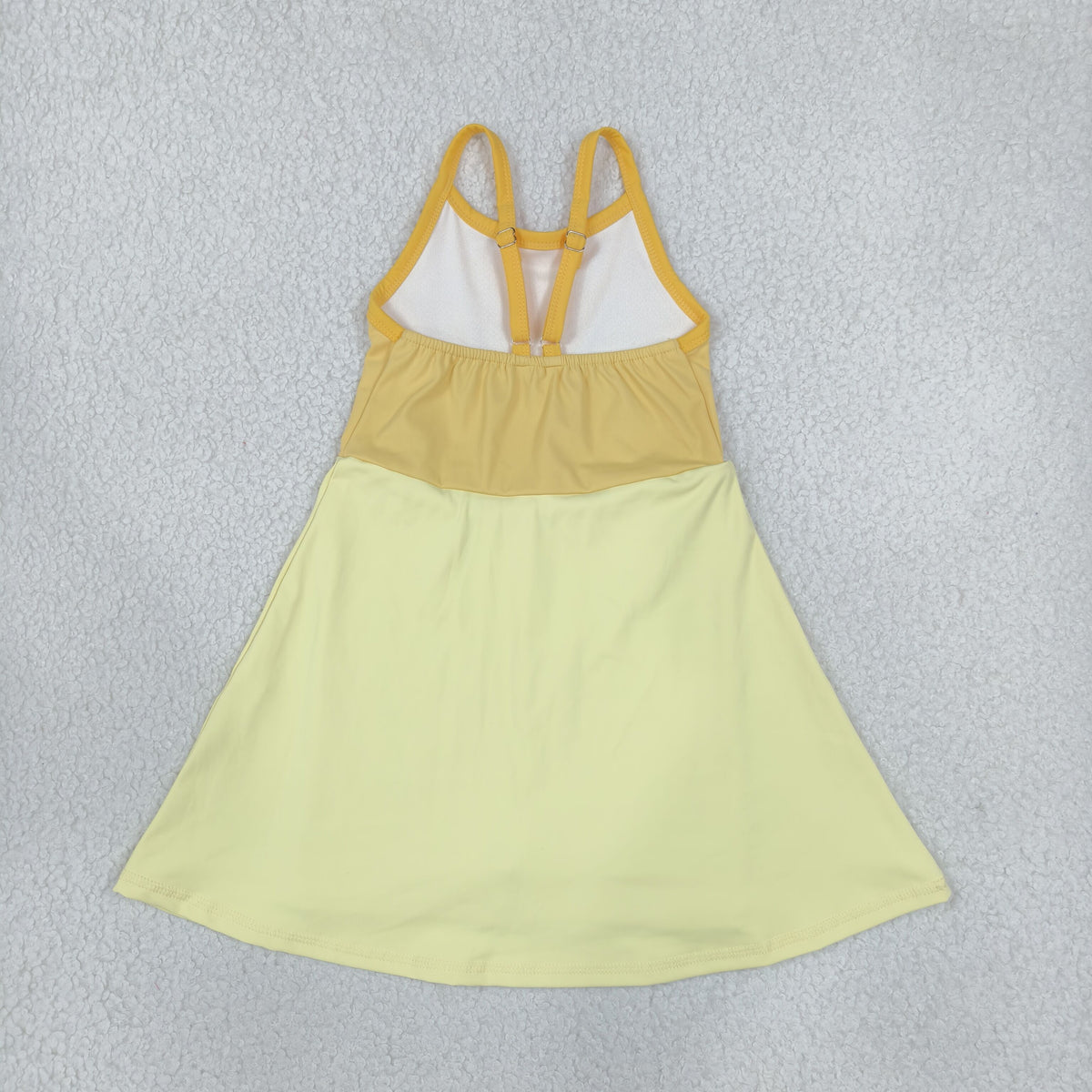 GSD3982 Baby Girls Orange Yellow Strap Yoga Active Shorts Knee length Dress