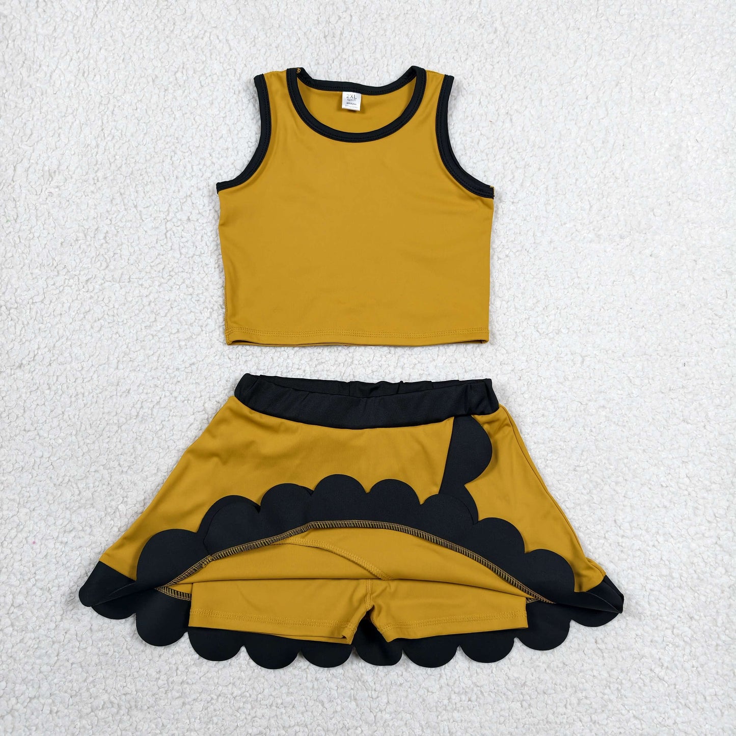 Sibling Baby Girls Sleeveless Vests Top Scallop Skirt Short Yoga Active Clothes Set