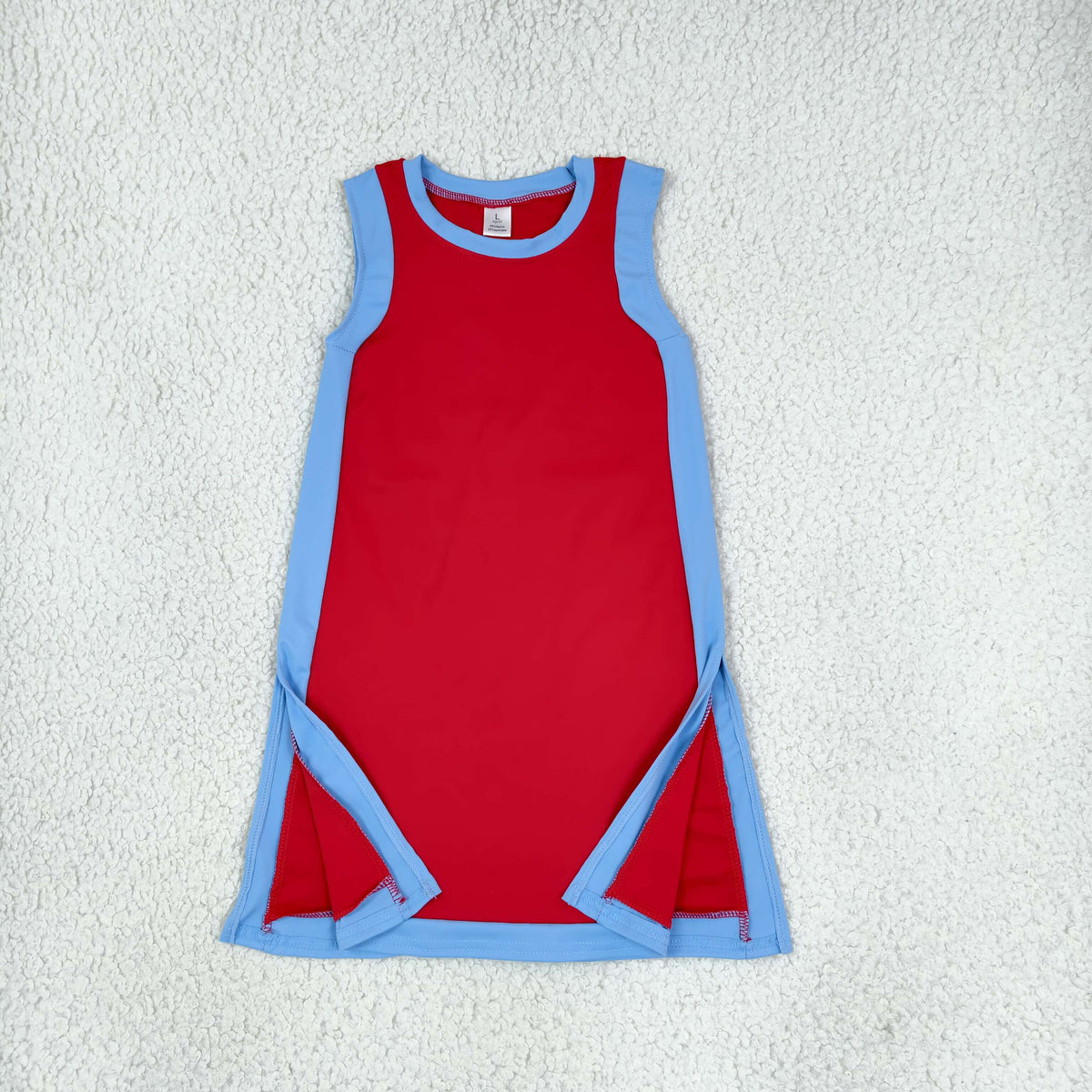 GSD4255 Baby Girls Blue Red Sleeveless Yoga Active Split Knee Length Dress