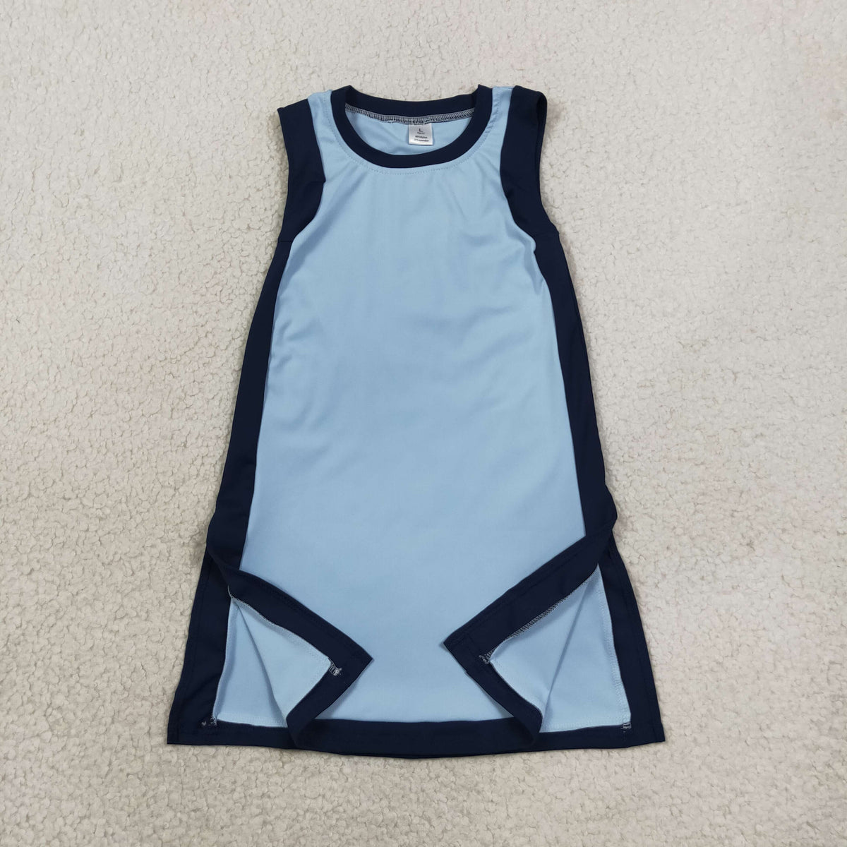 GSD4256 Baby Girls Navy Blue Sleeveless Yoga Active Split Knee Length Dress