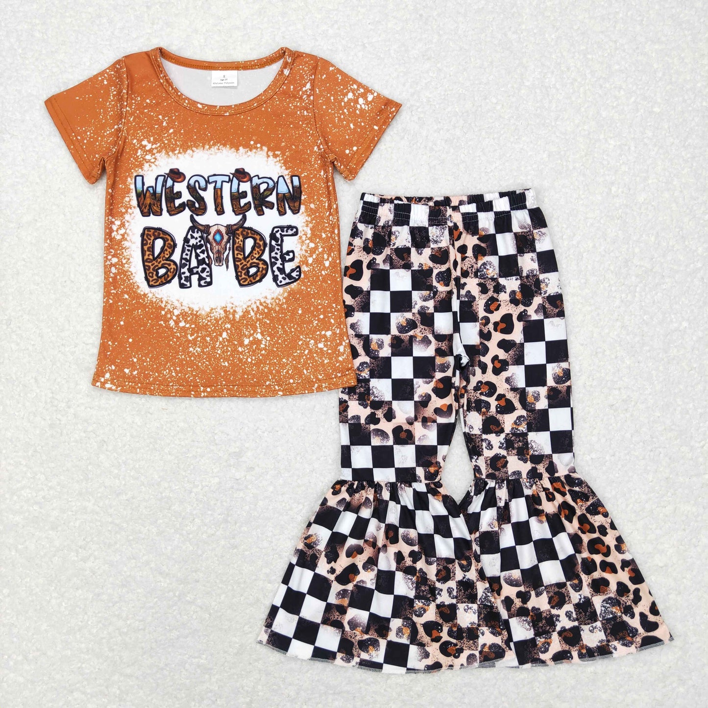 GSPO0388 baby girl clothes girl western baby bell bottom outfit