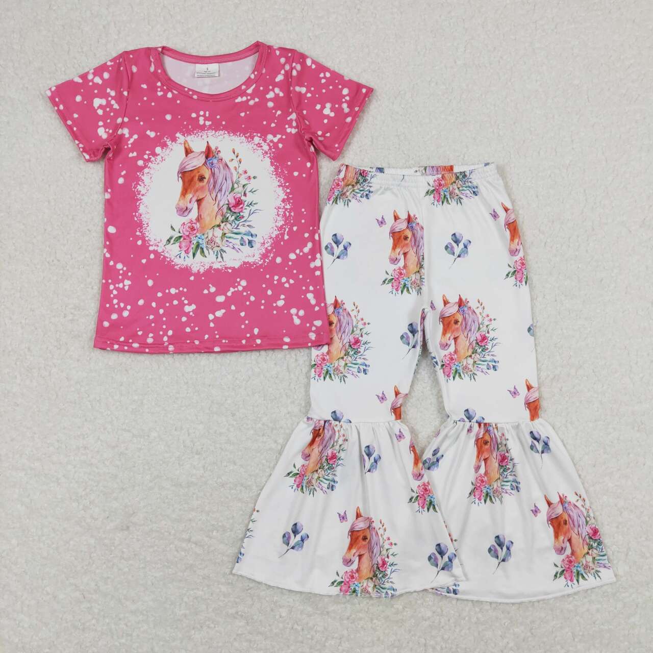 GSPO1340 baby girl clothes horse girls bell bottoms outfit