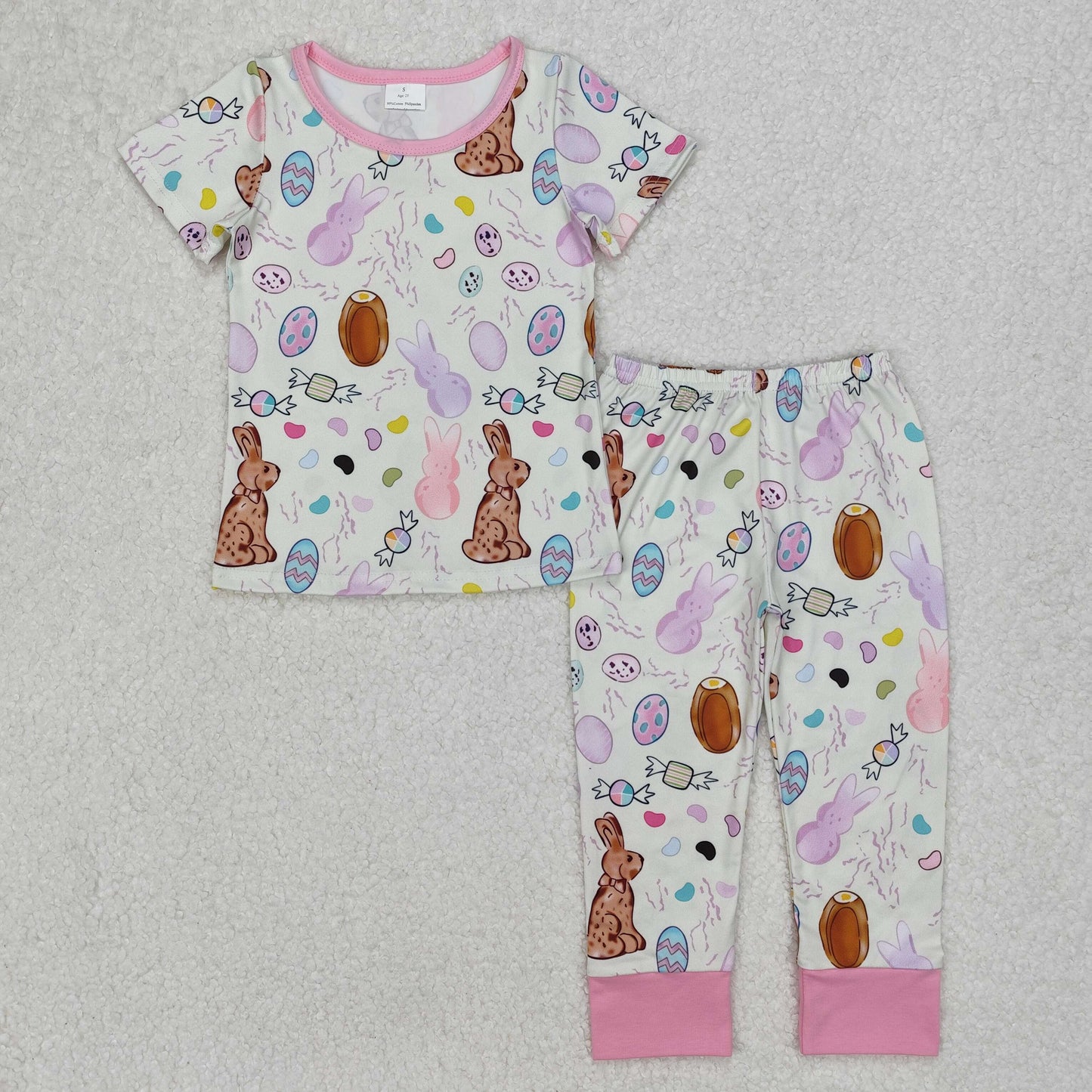 GSPO1960 toddler girl clothes bunny girl easter spring fall pajamas set
