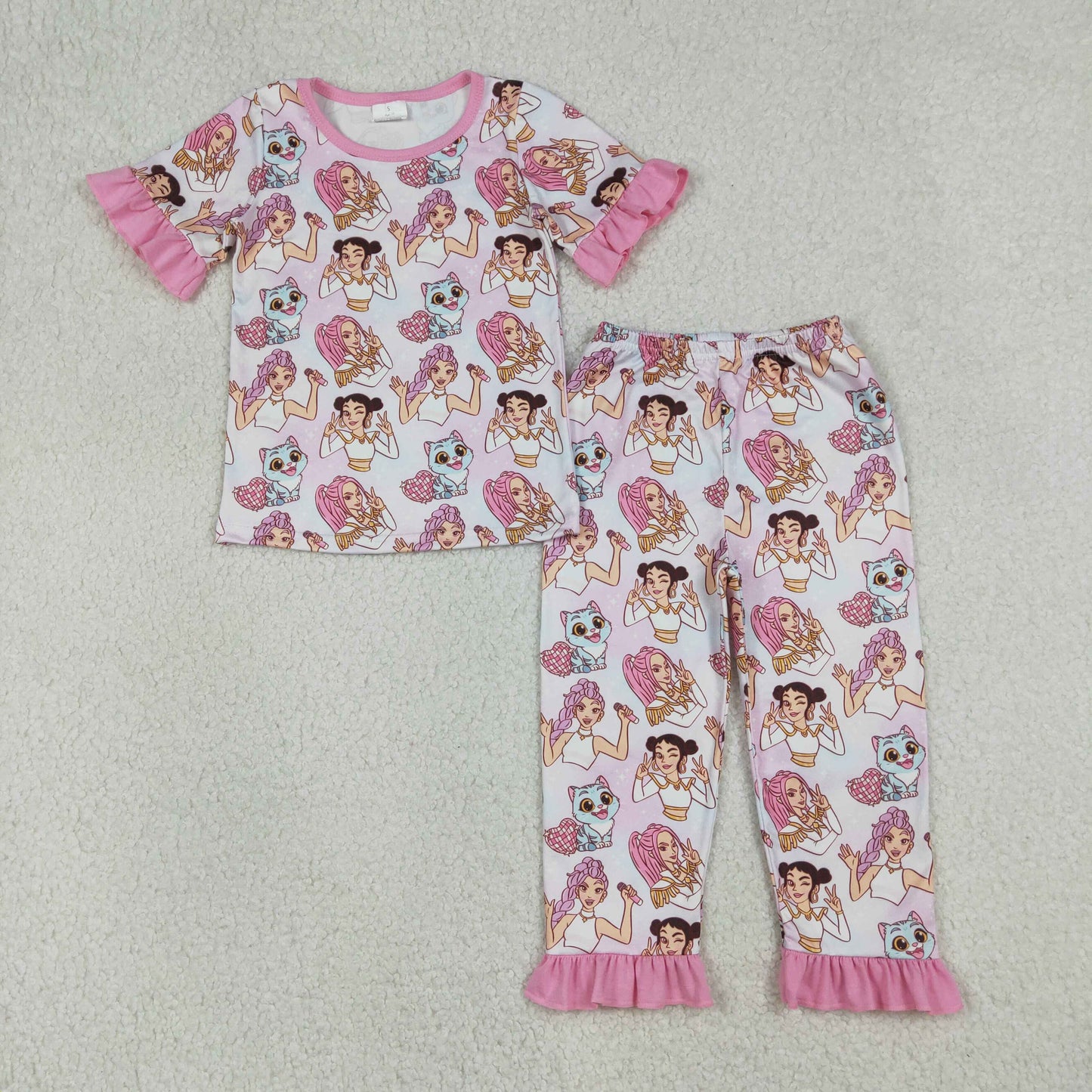 Sibling Baby Girls Cartoon Demon Hunter Top Pants Pajamas Clothes Sets