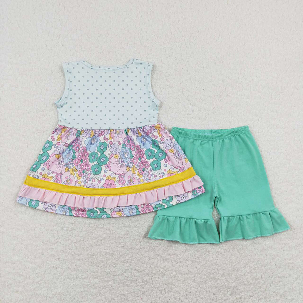 Sibling Baby Girls Floral Ruffle Tunic Shorts Clothes Sets