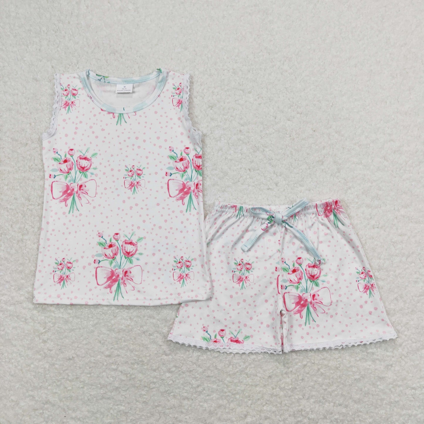 GSSO0693 baby girl clothes pink floral toddler girl summer outfit