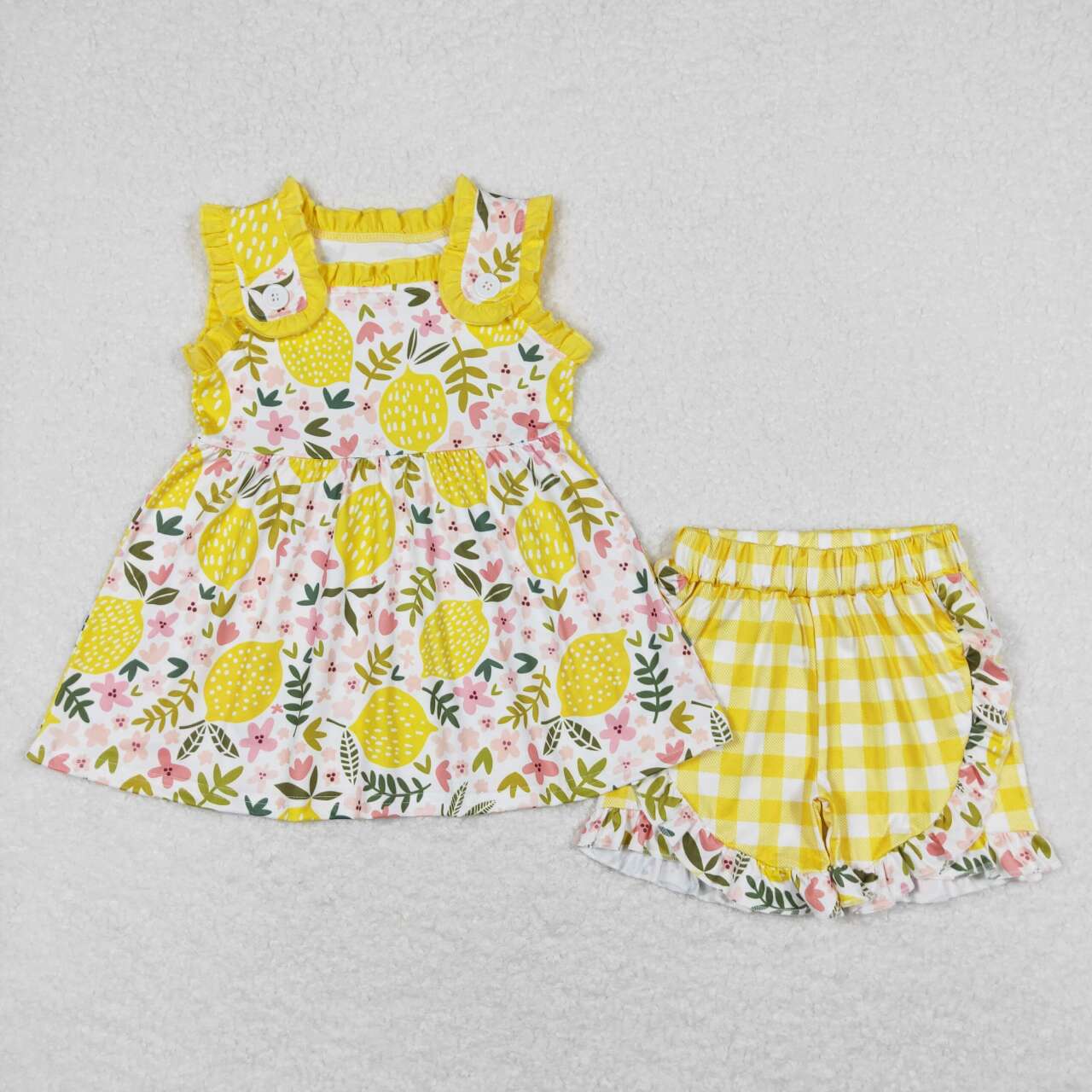 GSSO0752 baby girl clothes lemon floral toddler girl summer outfits