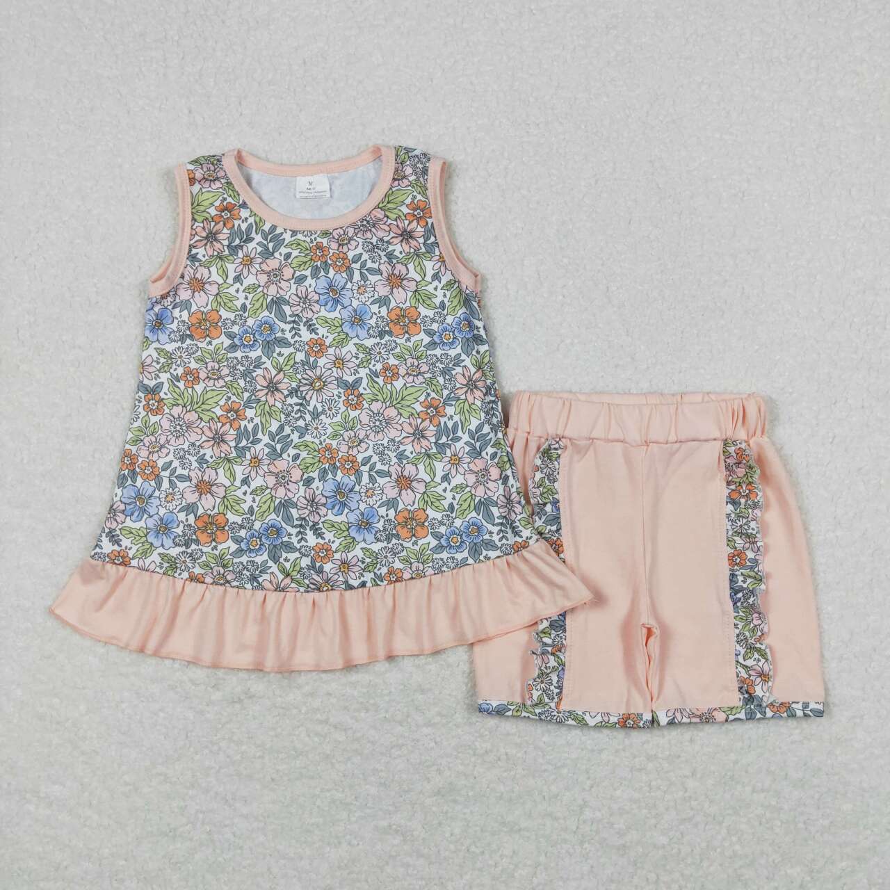 Sibling Baby Girls Sleeveless Floral Tunic Top Ruffle Shorts Clothes Sets