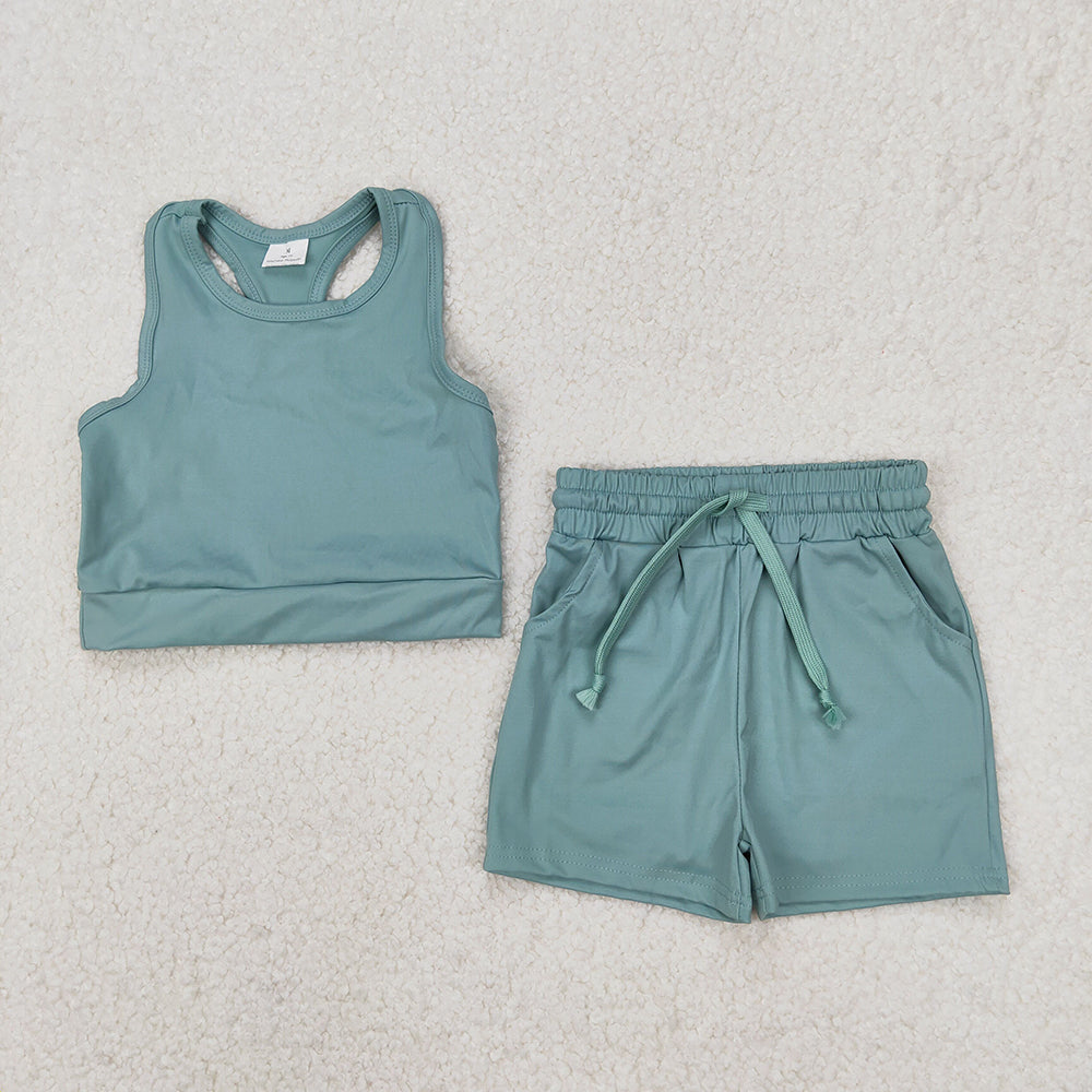 Sibling 4 colors Baby Girls Vest Top Yoga Sports Shorts Outfits