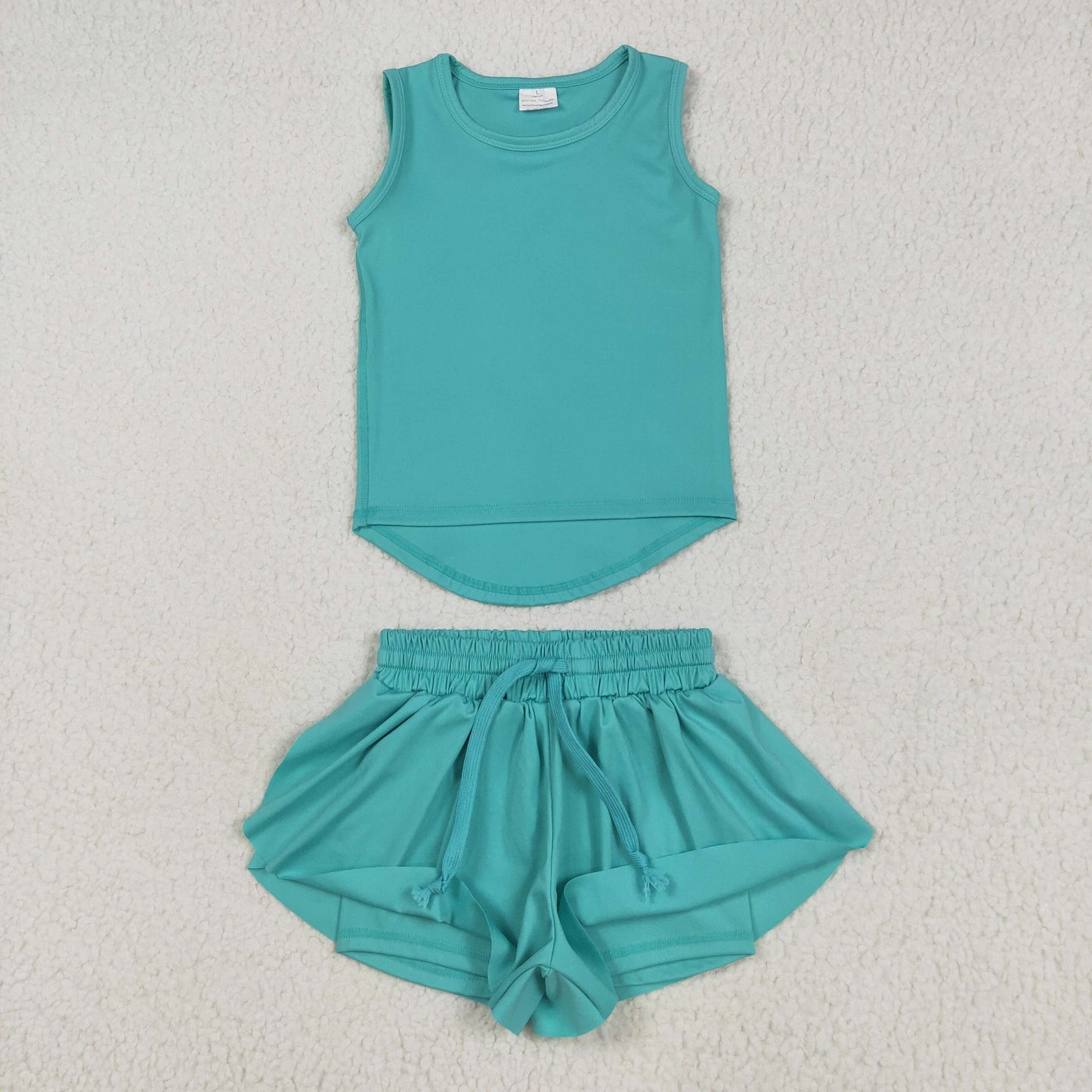 Sibling Baby Girls Sleeveless Colorful Yoga Vests Top Ruffle Shorts Set