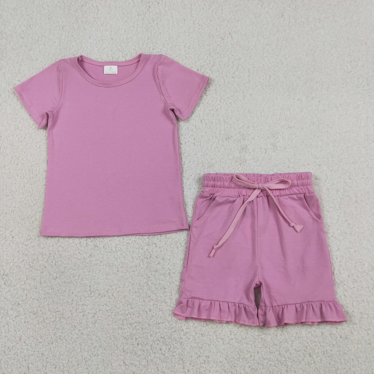 Sibling Baby Girls Short Sleeve Cotton Shirts Top Pockets Ruffle Short Clothes Sets