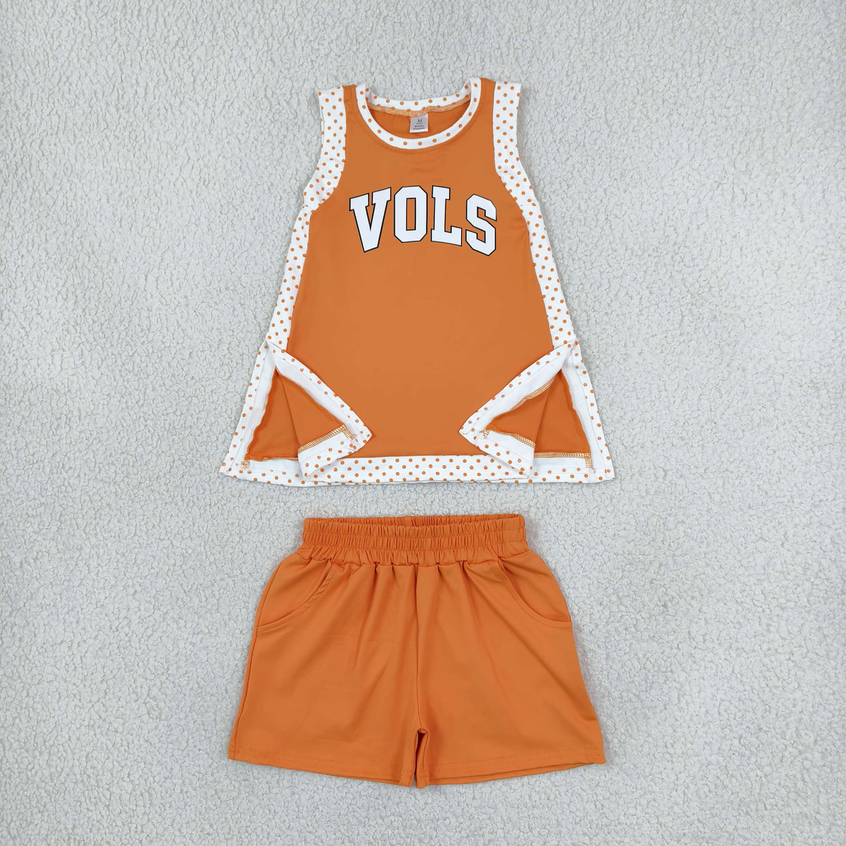GSSO3852 Baby Girls Vinyl Vols Split Tunic Pockets Short Yoga Active Team Clothes Set