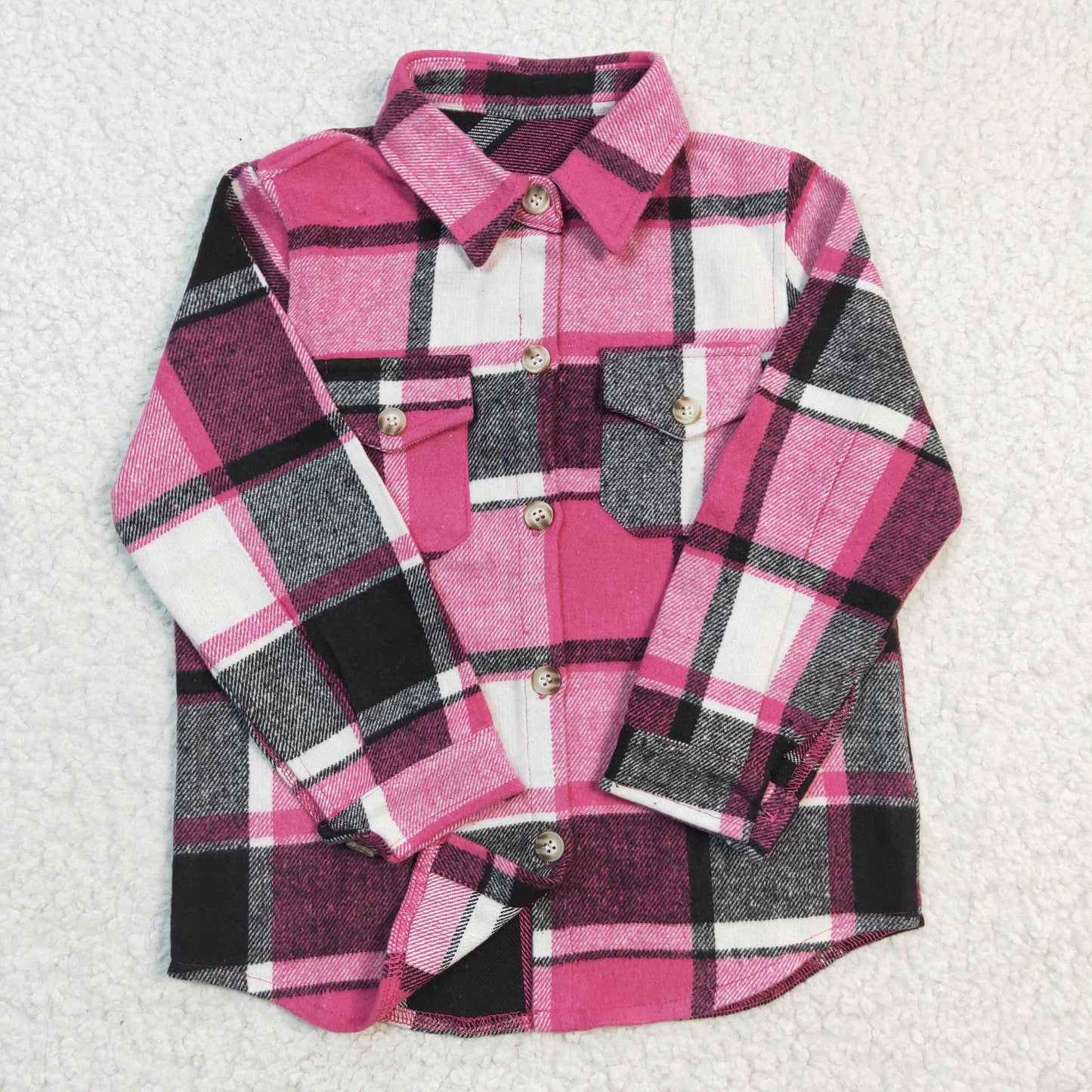 Girls Hot Pink Plaid T-shirts GT0104