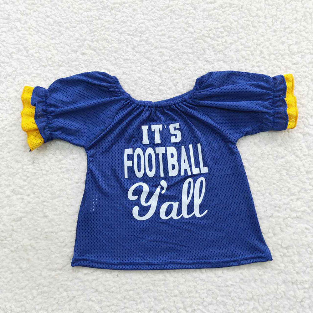 girl royal blue letter print t shirt GT0273