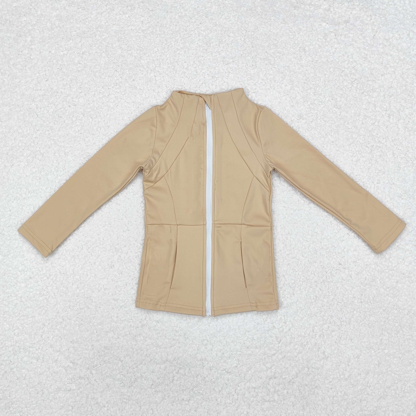 GT0681 Baby Girls Yellow Long Sleeve Pockets Zipper Yoga Active Jackets Top