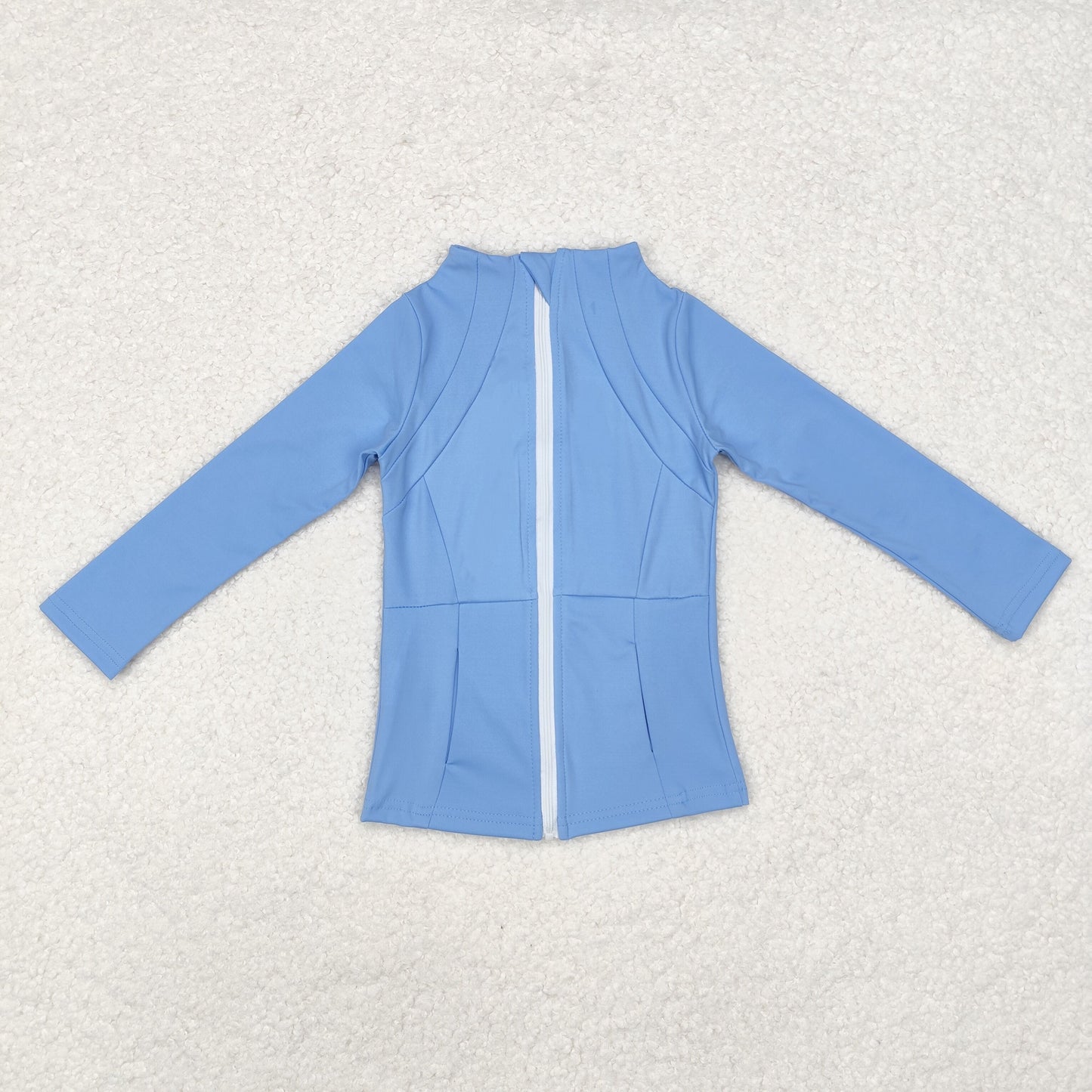 GT0684 Baby Girls Blue Long Sleeve Pockets Zipper Yoga Active Jackets Top