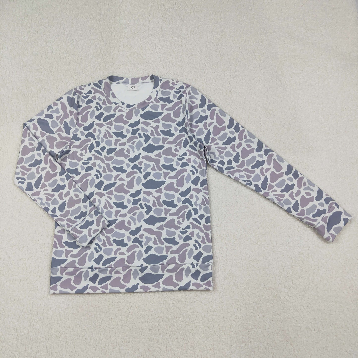 GT1127 Adult Women Grey Camo Long Sleeve Yoga Active T-shirts Top