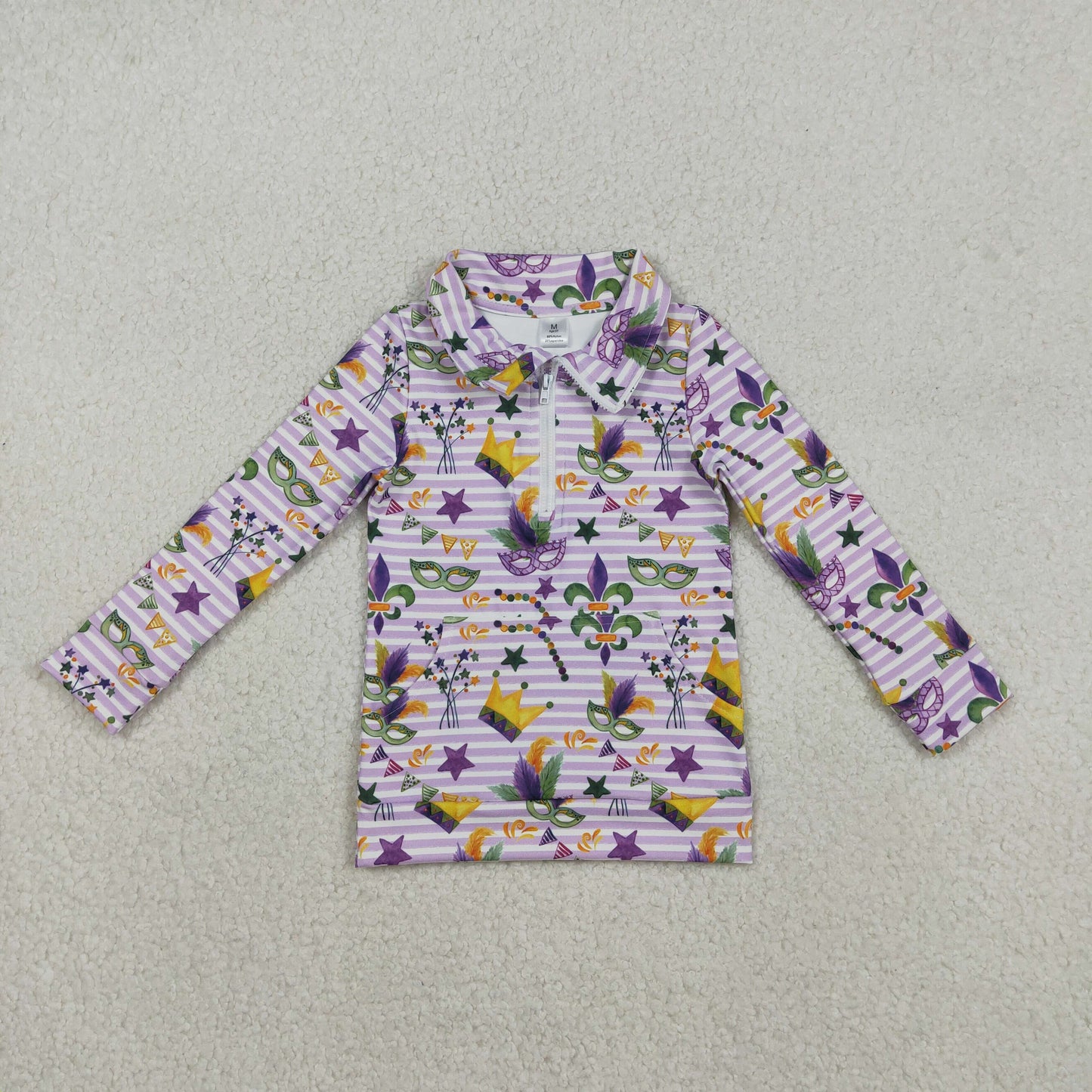 Sibling Baby Girls Flowers Bows Leopard Pockets Half Zipper Yoga Active Pullovers Top