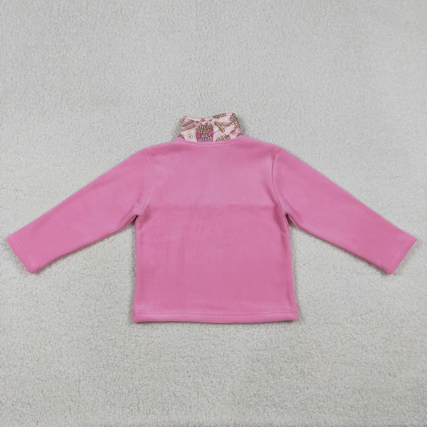 GT1504 Baby Girls Pink Hearts Chip Zipper Pullover Valentines Sherpa Tops