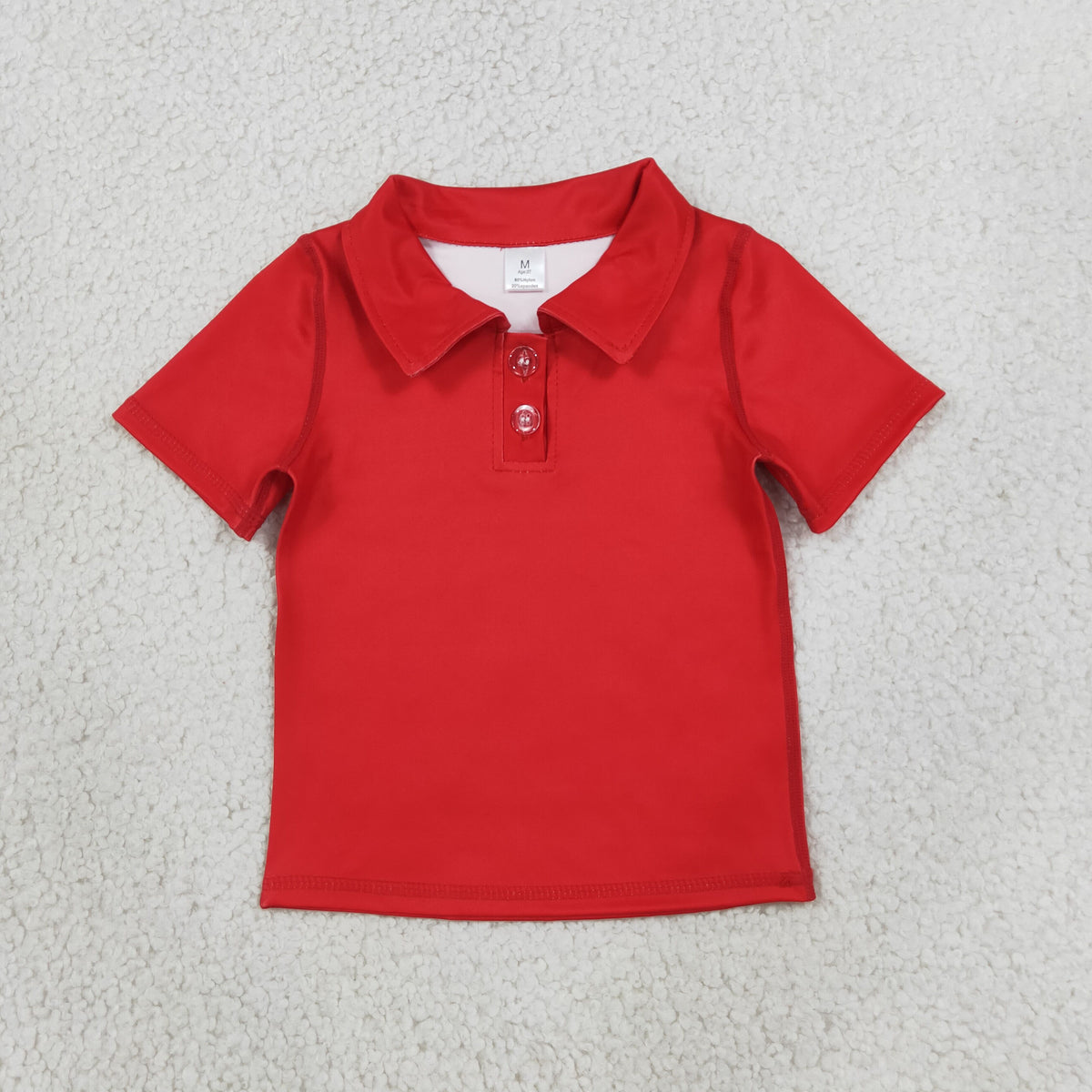 GT1728 Baby Girls Red Short Sleeve Yoga Active Button Polo Shirts Top