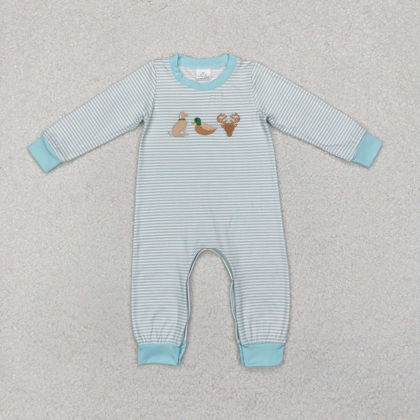 Sibling Baby Boys Embroidery Deer Dog Ducks Stripe Top Pockets Pants Hunting Clothes Sets Pant Rompers