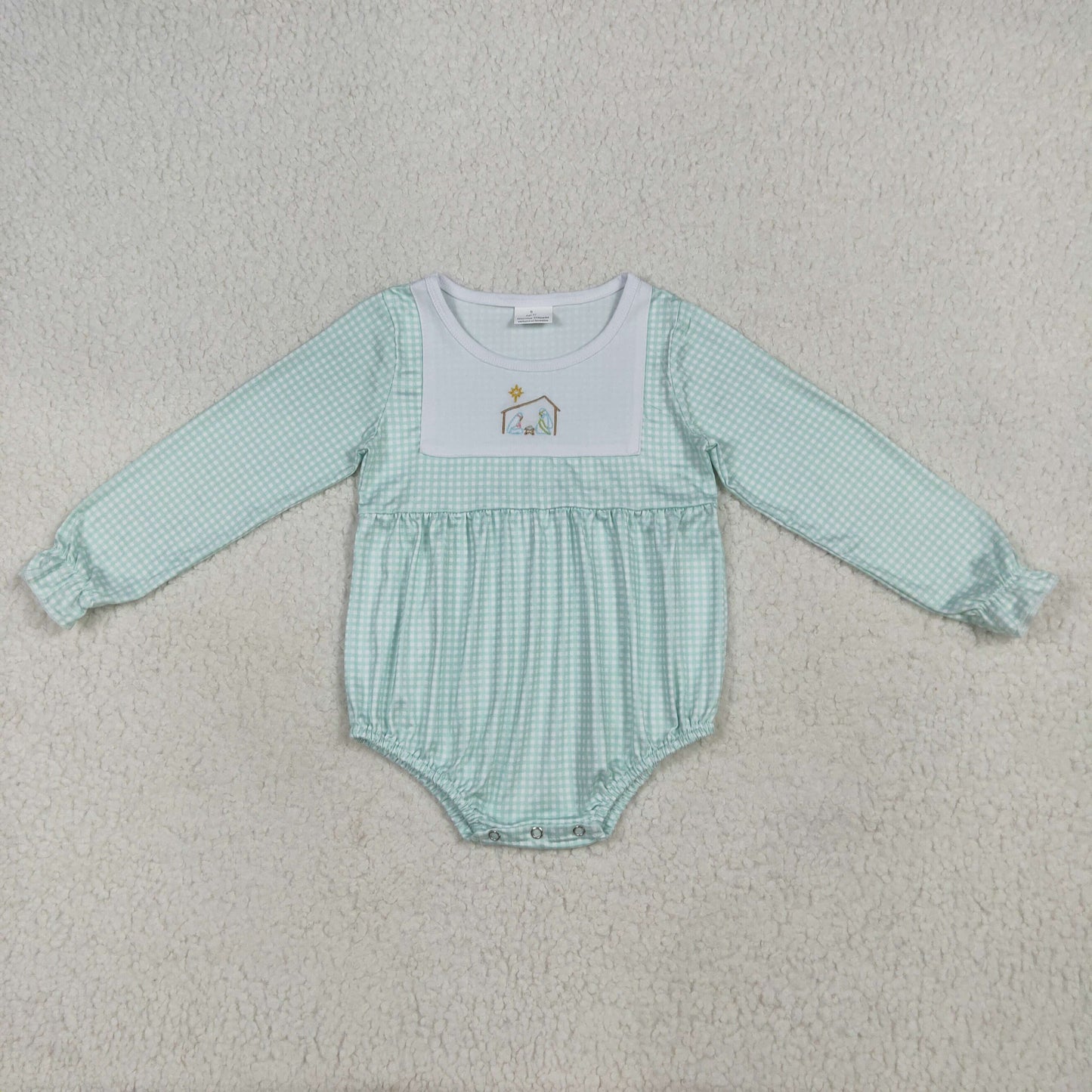 Sibling Baby Girls Blue Christmas Nativity Jesus Rompers Outfits Sets