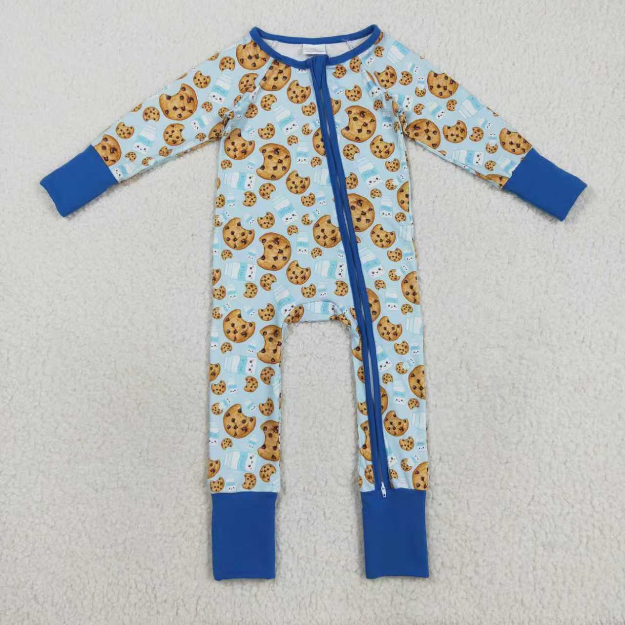 Sibling Boys Baby Girls Christmas Milk Cookies Zipper Footie Rompers