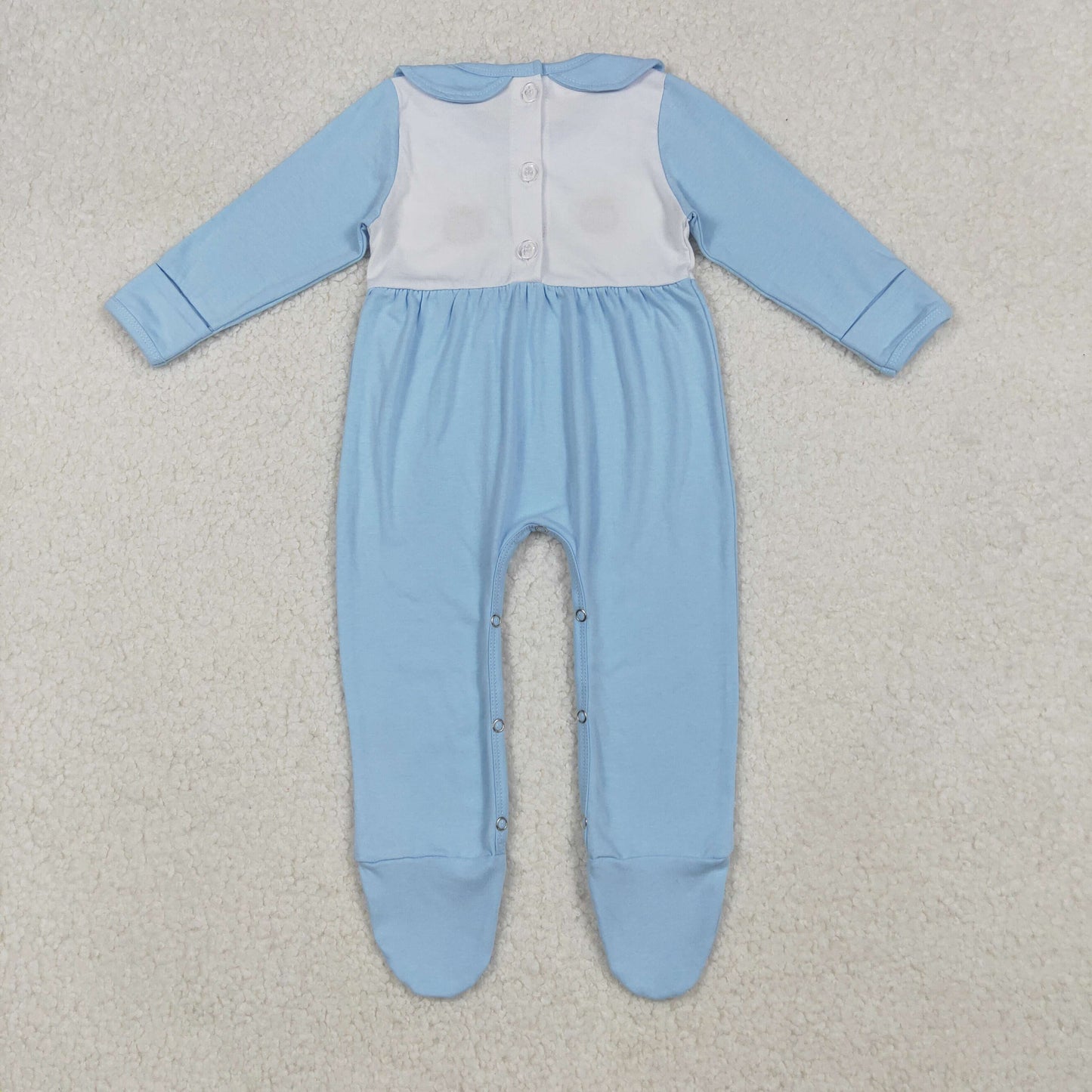 LR2562 Baby Girls Embroidery Turkey Pumpkins Thanksgiving Collar Footed Rompers