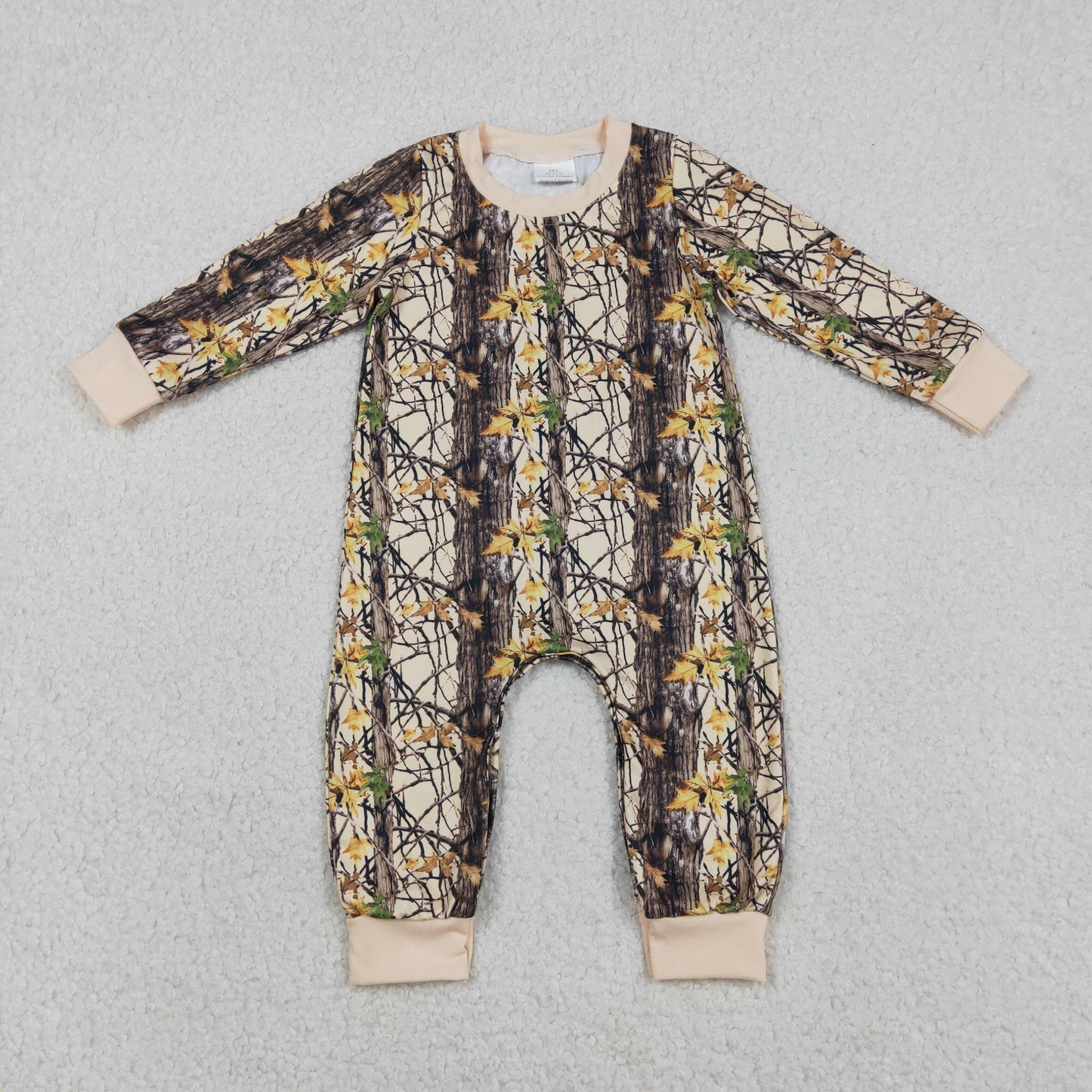 LR2864 Baby Boys Long Sleeve Southern Leaves Camo Rompers