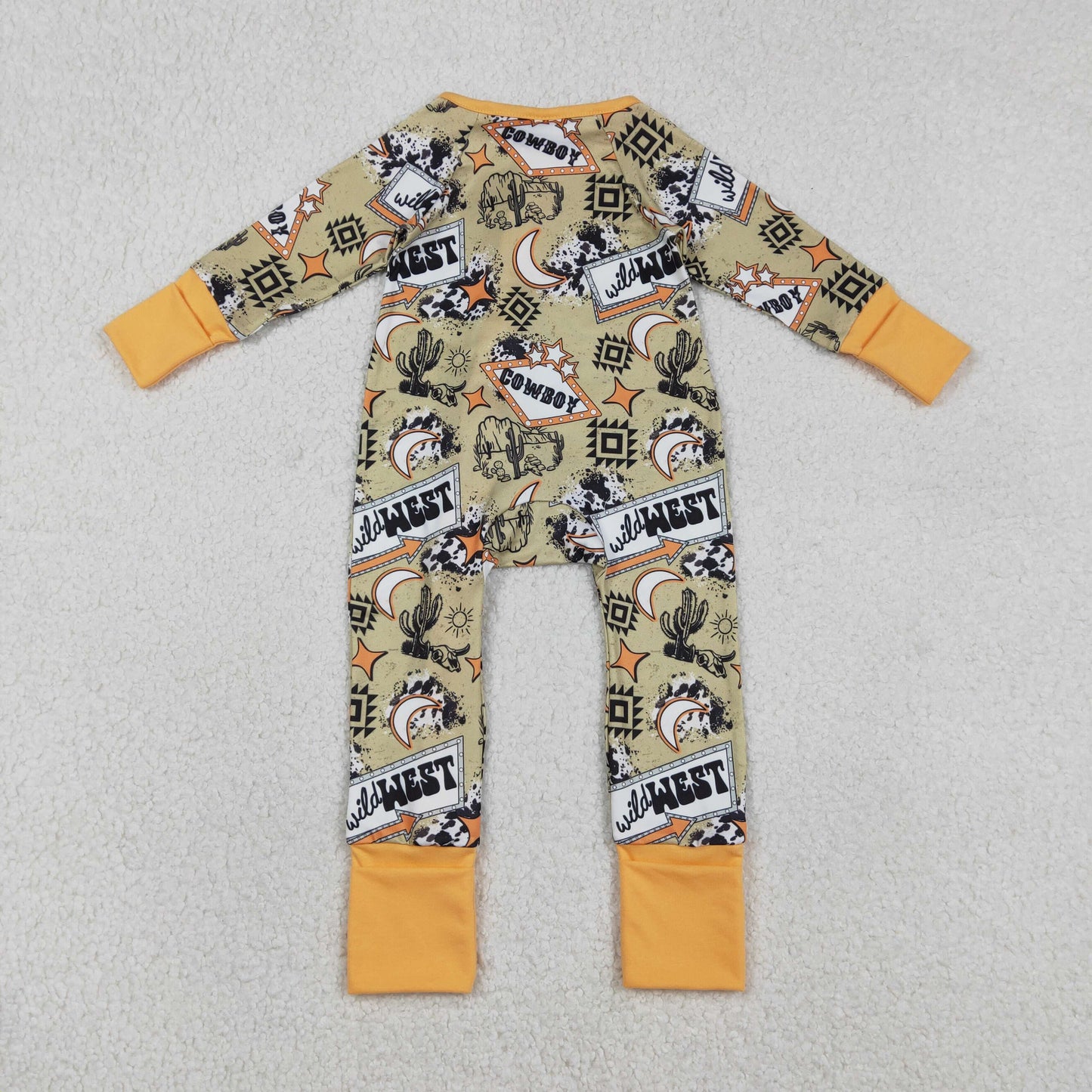 LR2942 Baby Cowboys Aztec Cactus Western Two Way Zip Convertible Rompers
