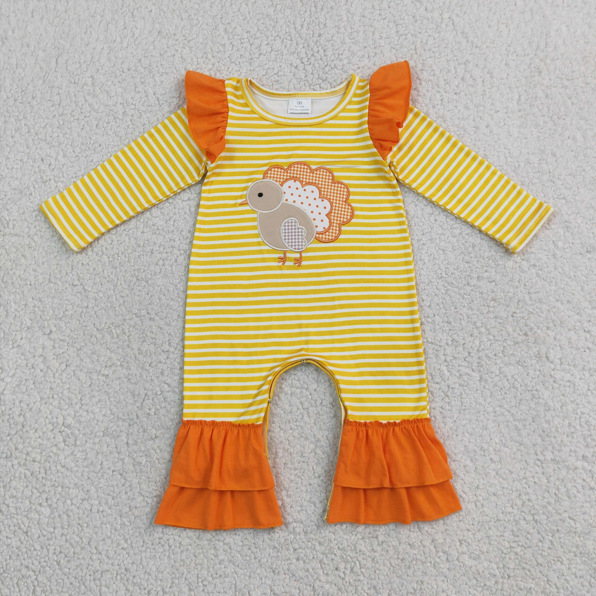 Sibling Baby Girls Embroidery Turkey Top Pant Thanksgivings Stripe Clothes Set Rompers