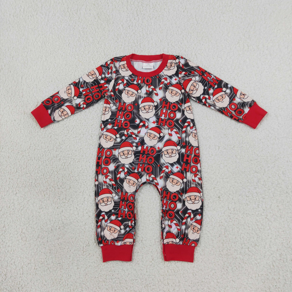 Sibling Baby Boys Red Long Sleeves Button Top Santa HO HO Christmas Clothes Set Pant Rompers