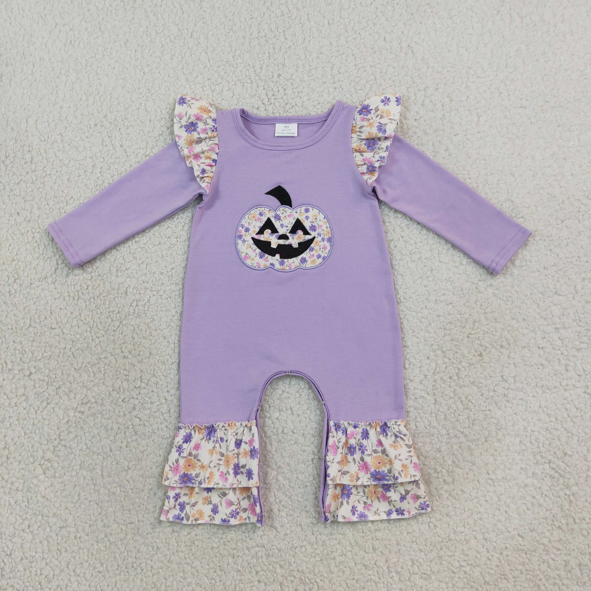 Sibling Baby Girls Embroidery Flowers Ghost Pumpkin Halloween Clothes Set Rompers