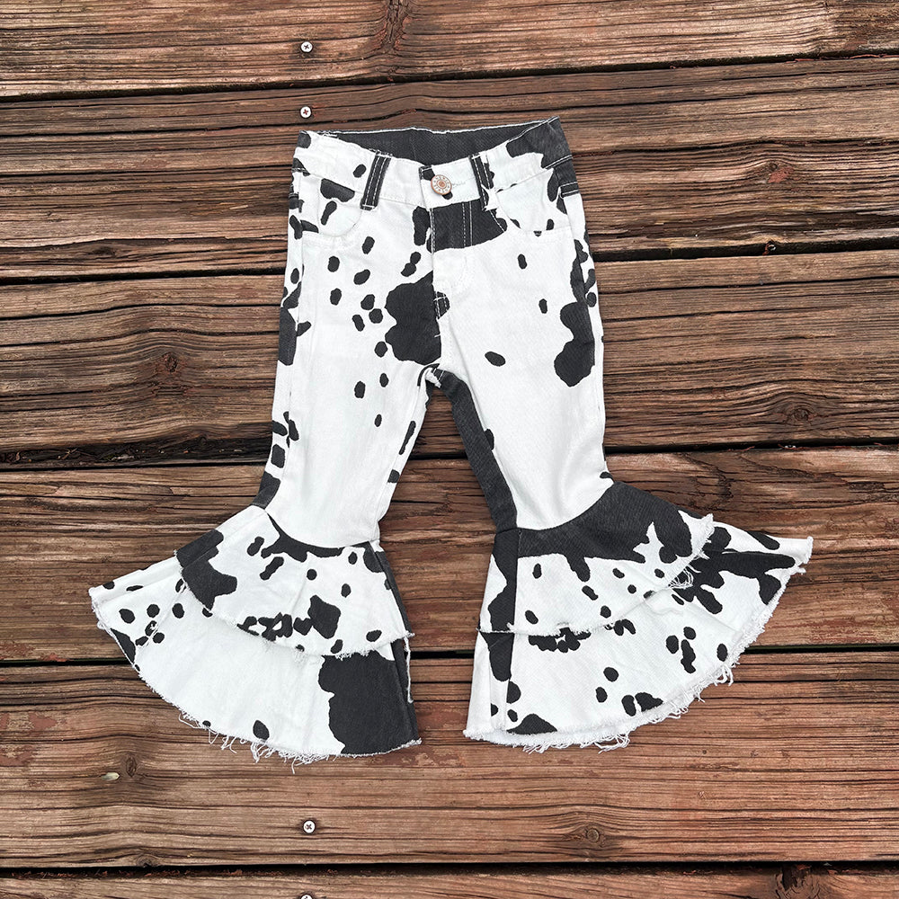 Western Cowgirls Cow Bell Bottom Pants Jeans