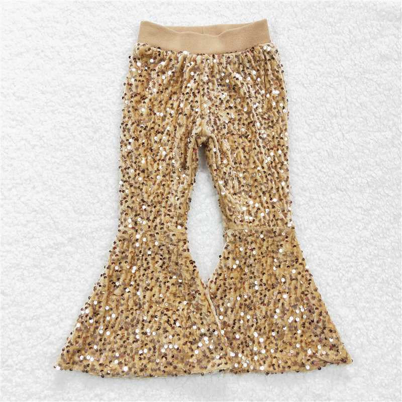 Sibling Baby Girls Party Birthday Sequin Sparkle Flare Bell Bottom Pants