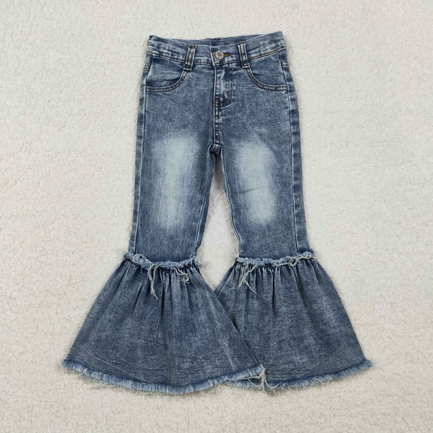Western Cowgirls Light Blue Ruffle Bell Bottom Pants Jeans