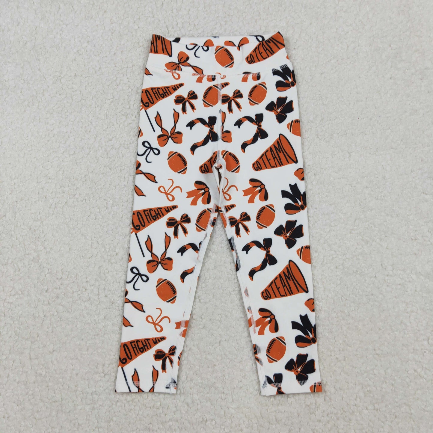 Sibling Baby Girls Bows Footballs Go Team Yoga Active Legging Pants Bottoms