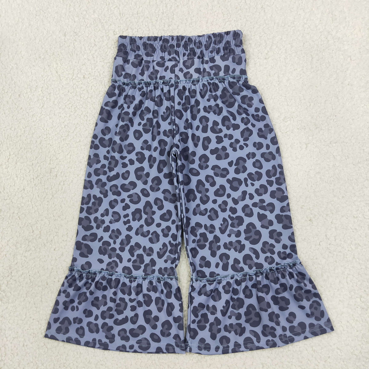 Mama and Me Girls Blue Grey Leopard Yoga Active Flare Ruffle Pants Bottom