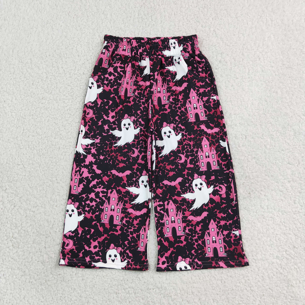 Mama and Me Girls Castles Bats Ghosts Pockets Halloween Flare Pants Bottom
