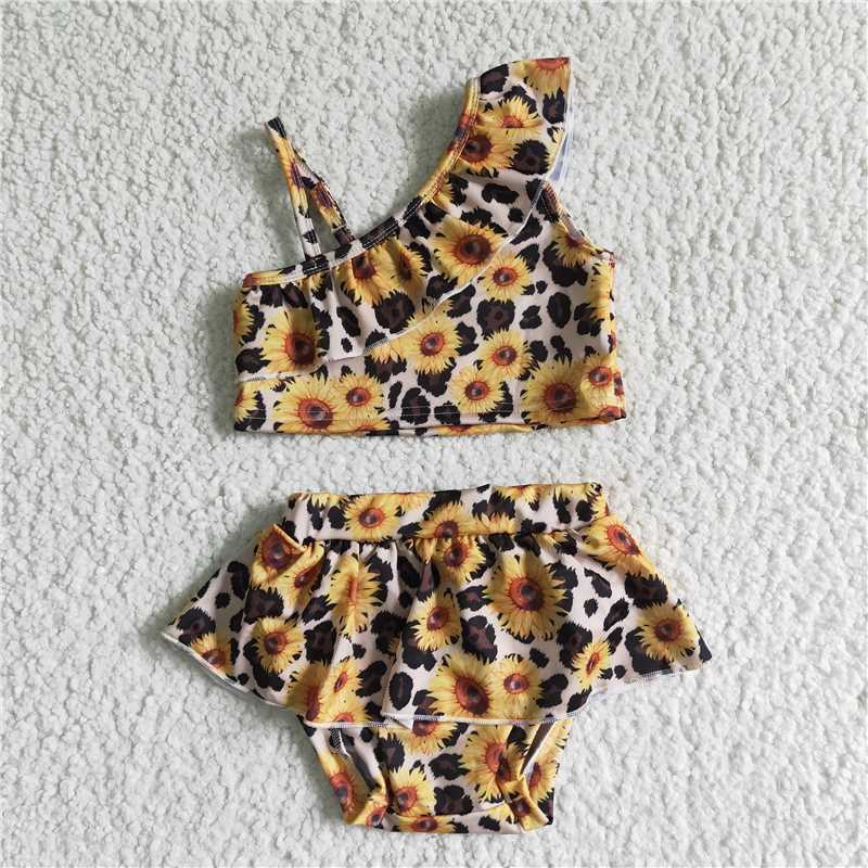 S0019 Baby Girls Sunflower Floral Swimsuit
