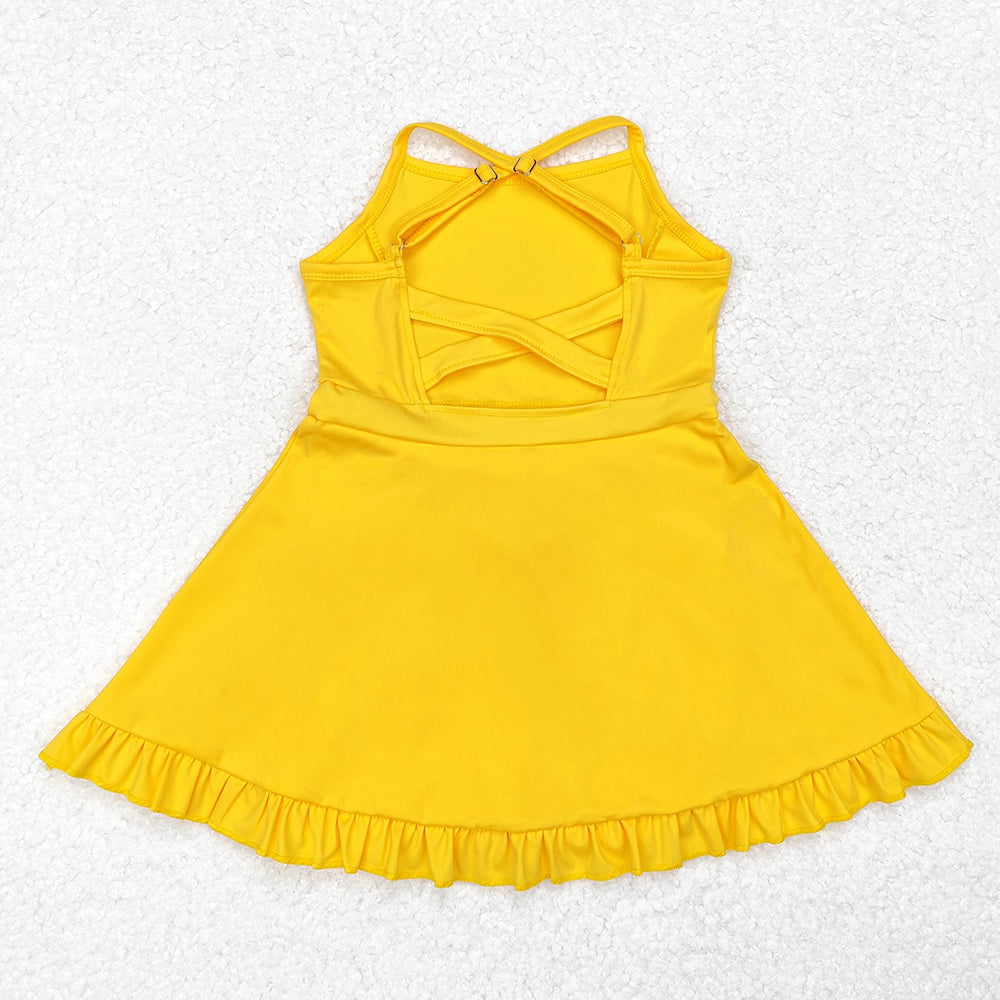 S0455 baby girl clothes yellow girl summer athletic yoga wear